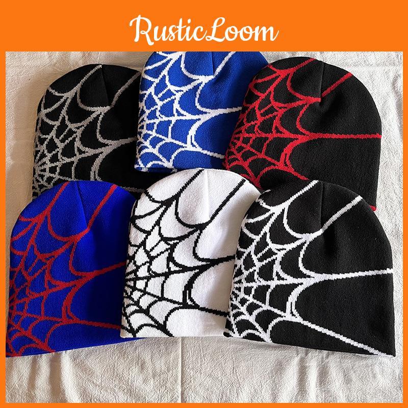 Cap Knit Fashionable With Spider Web Embroidery Design For Daily Wear Casual