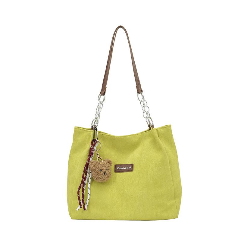 Deerskin fleece fabric large capacity tote bag textured shoulder bag fashionable versatile underarm bag without pendant жёлтый