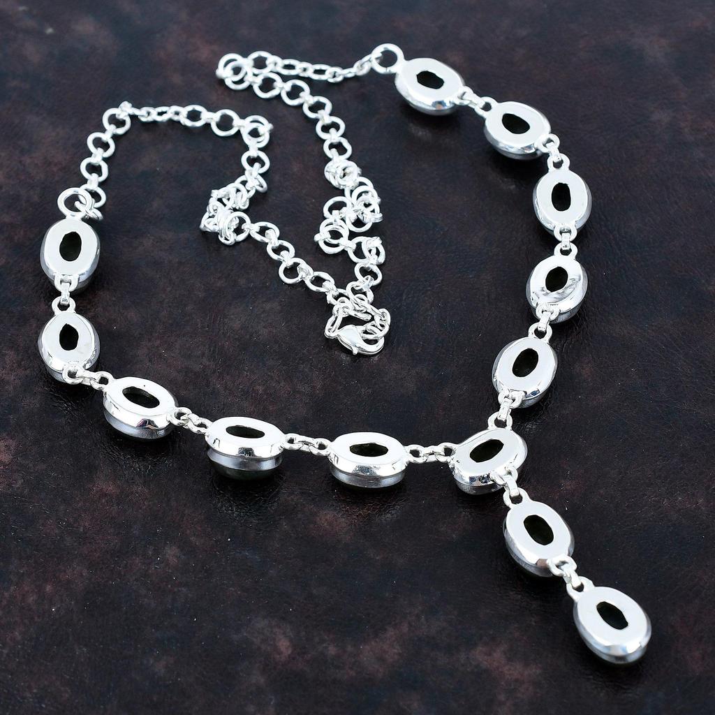 Labradorite Necklace Gemstone Jewelry Unique Necklace 925 Sterling Silver Adjustable Chain Necklace Handmade Elegant Jewelry Gifts for Women