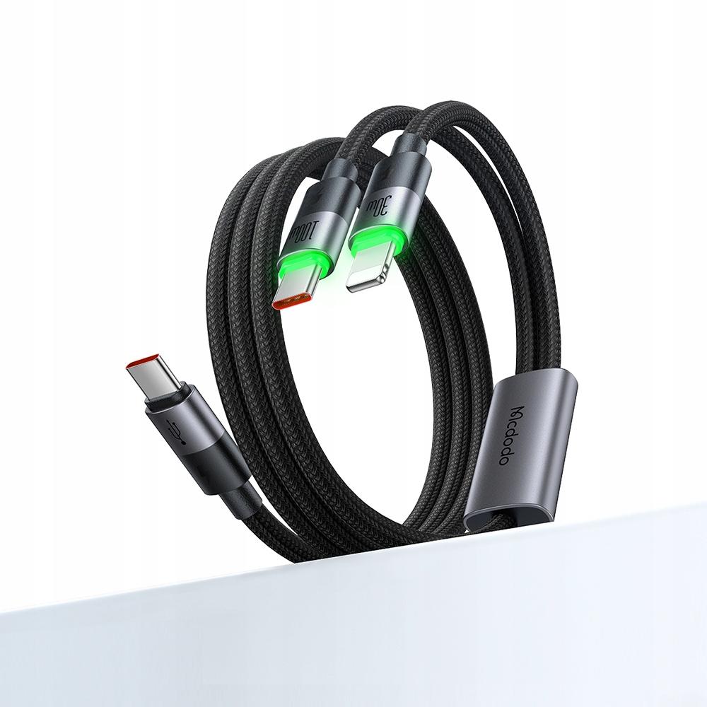 Mcdodo Usb-C 2In1 Fast Charging Cable For Iphone 14 Macbook Led 100W 2M