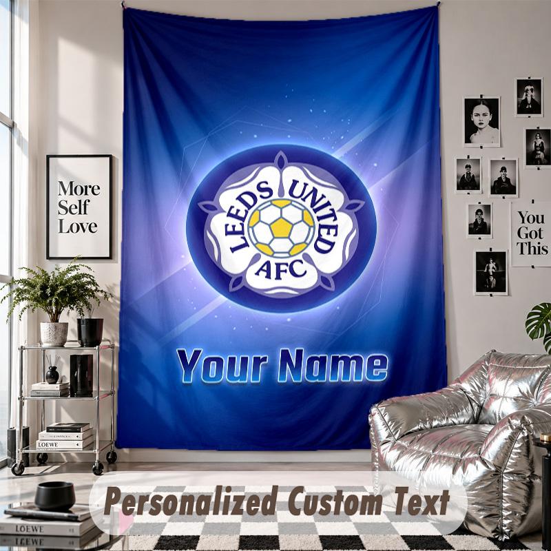 Wall Hanging Tapestry With Custom Name & Text, Leeds United Decorative Tapestry For Bedroom