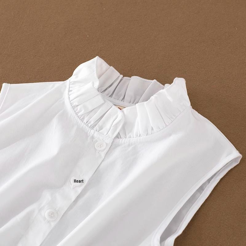 Women's Versatile Cotton Ruffle Stand Collar Dickey - Sleeveless Base Shirt Tank Top