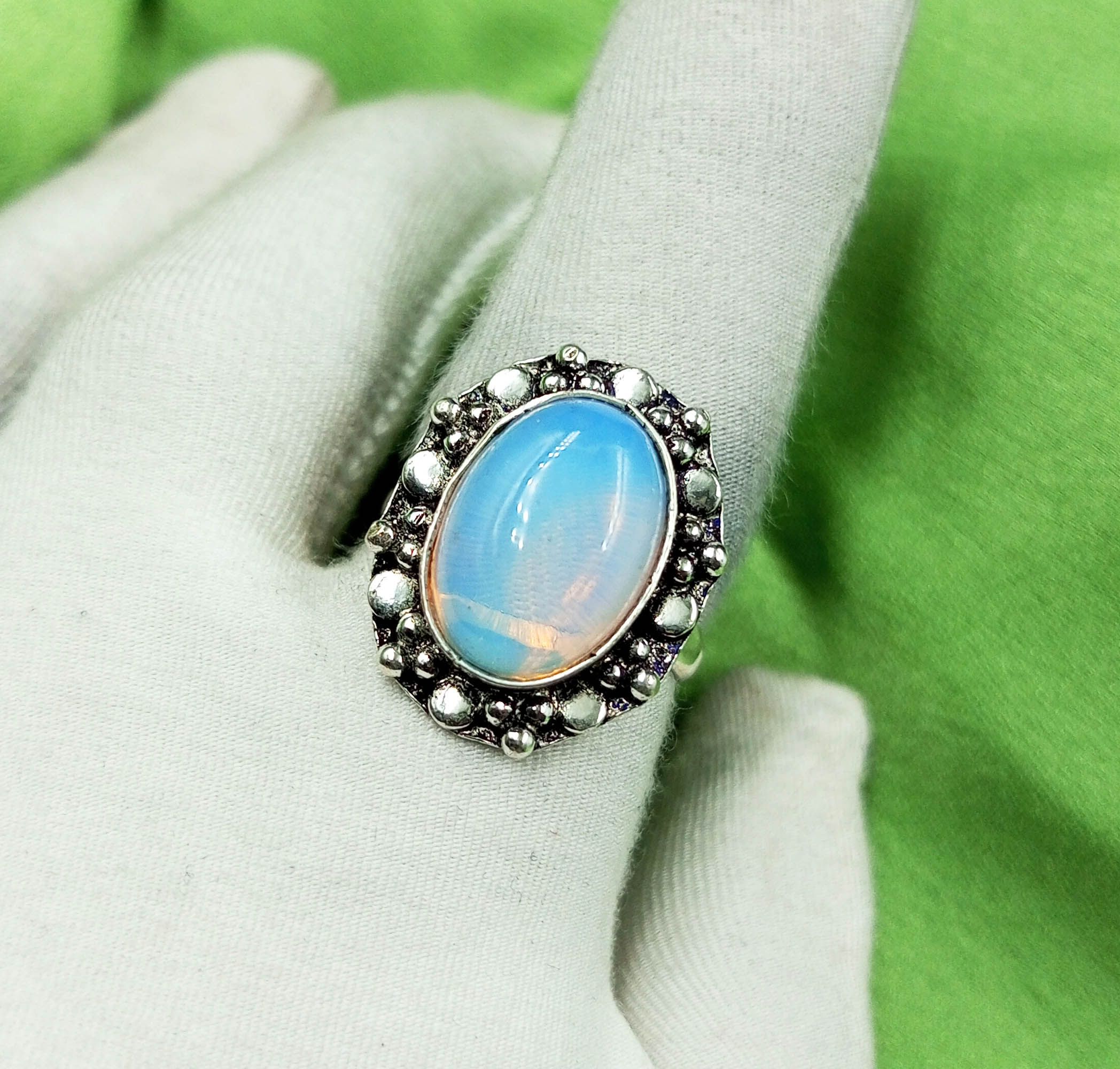

Opalite Gemstone 925 Sterling Silver Plated US SZ 5 Ring MM-R26