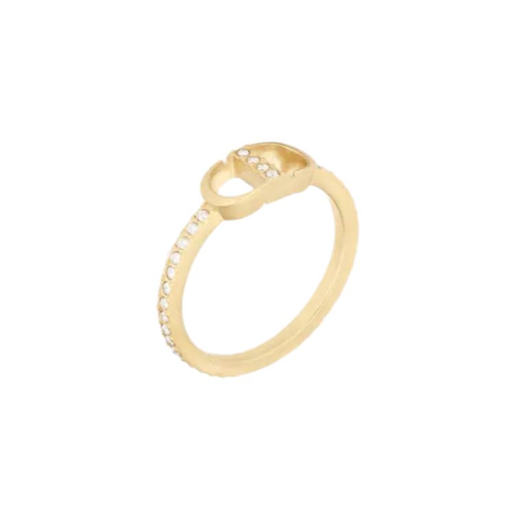 Dior Petit Cd Logo Hollow Design Metal Ring Women rings R1139PTCCY-D301 M,Gold