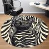 1pc Zebra Cat Office Round Area Rug, Indoor Mat Suitable ForOffice, Under Office Chairs Bedroom Living Room Home Decor, D108