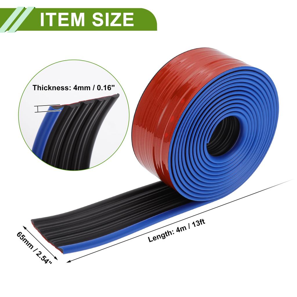 HOPESPANNER Universal X Car Side Skirt Adjustable Side Edge 1 13' 2.54" Protector, Guards, PVC, Piece, Black/Blue