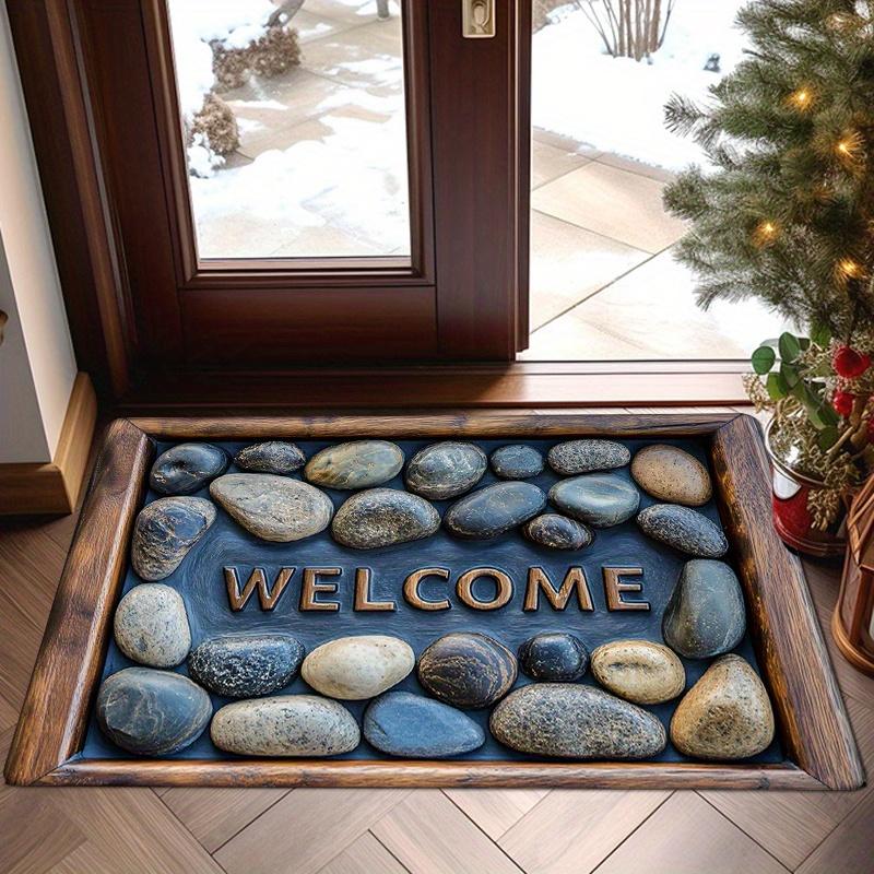 Black Welcome Doormat with Golden Musical Notes Design for Entryway Kitchen Bathroom Non Slip Floor Mat Indoor Outdoor Use