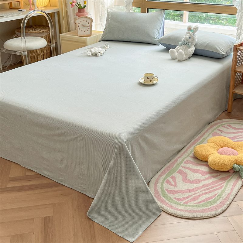 New Japanese Style Striped Thick Bed Sheet with Pillowcase for Single Student Dormitory