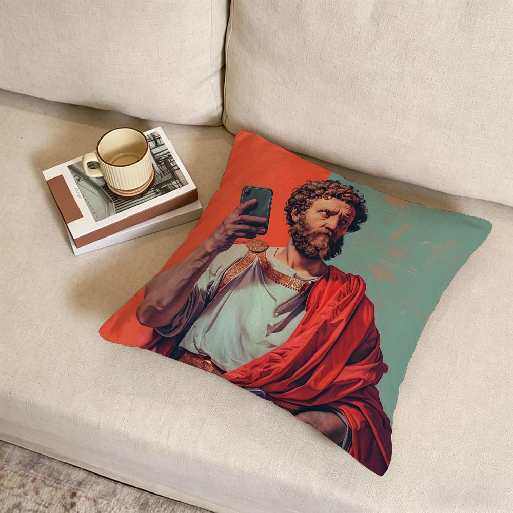A-Ancient Roman Sculpture Art Cushion Cover Fabric Soft Furnishing,Pillowcase, Cushion Cover, Sofa Pillow, Home Decoration