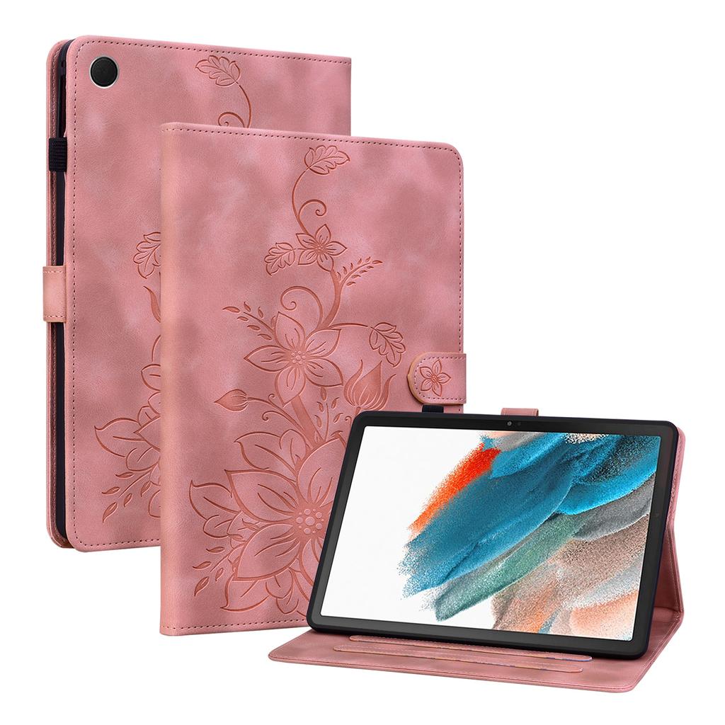 For Samsung Galaxy Tab A8 10.5 (2021) (SM-X200;SM-X205).PU Leather Exquisite Floral Embossed Design Tablet Case