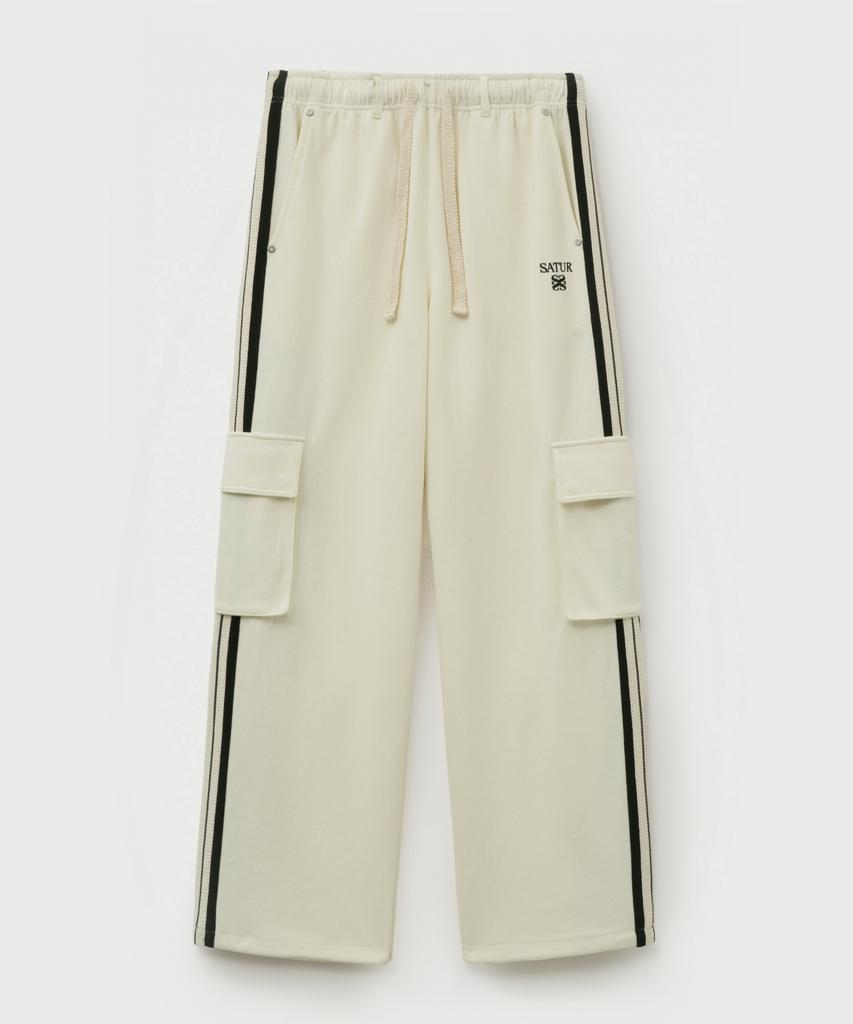 Seteo Roton Cargo Track Pants Cream Black