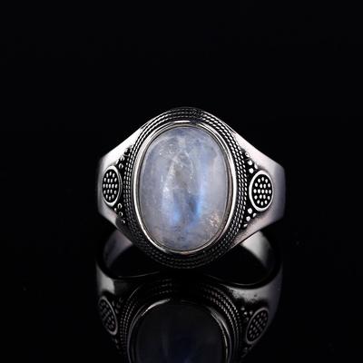 Doğal Aytaşı Yüzük Bayan Gümüş Kaplama Takı Retro Parti Yüzük 10x14 MM Büyük Elips Mücevher Hediye
