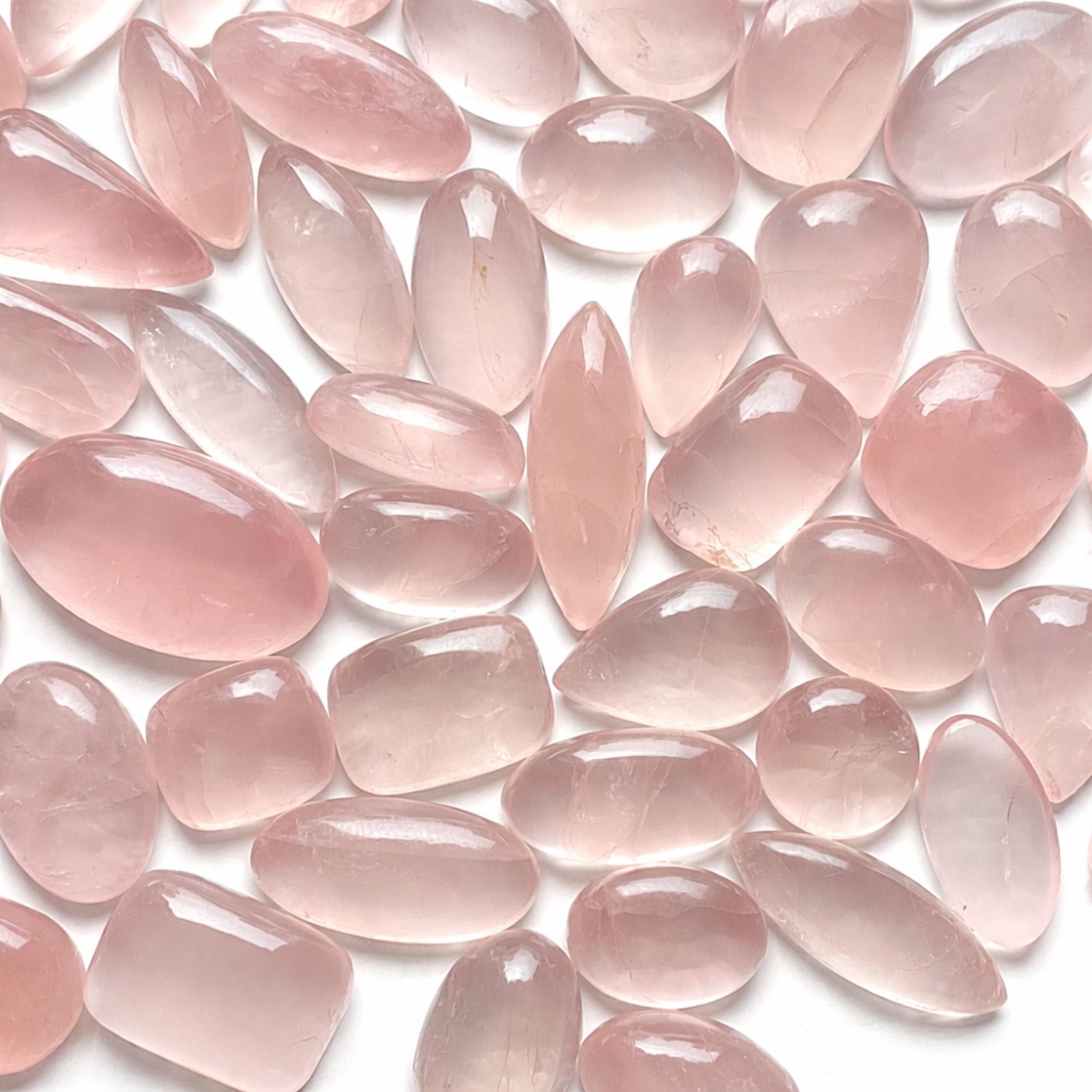 AAA Rose Quartz Cabochon Lot, Polished Natural Rose Quartz Gemstones, Mixed Shape Cabochons 20–35mm for Jewelry Making, Loose Stone Supplies 100 Carats розовый