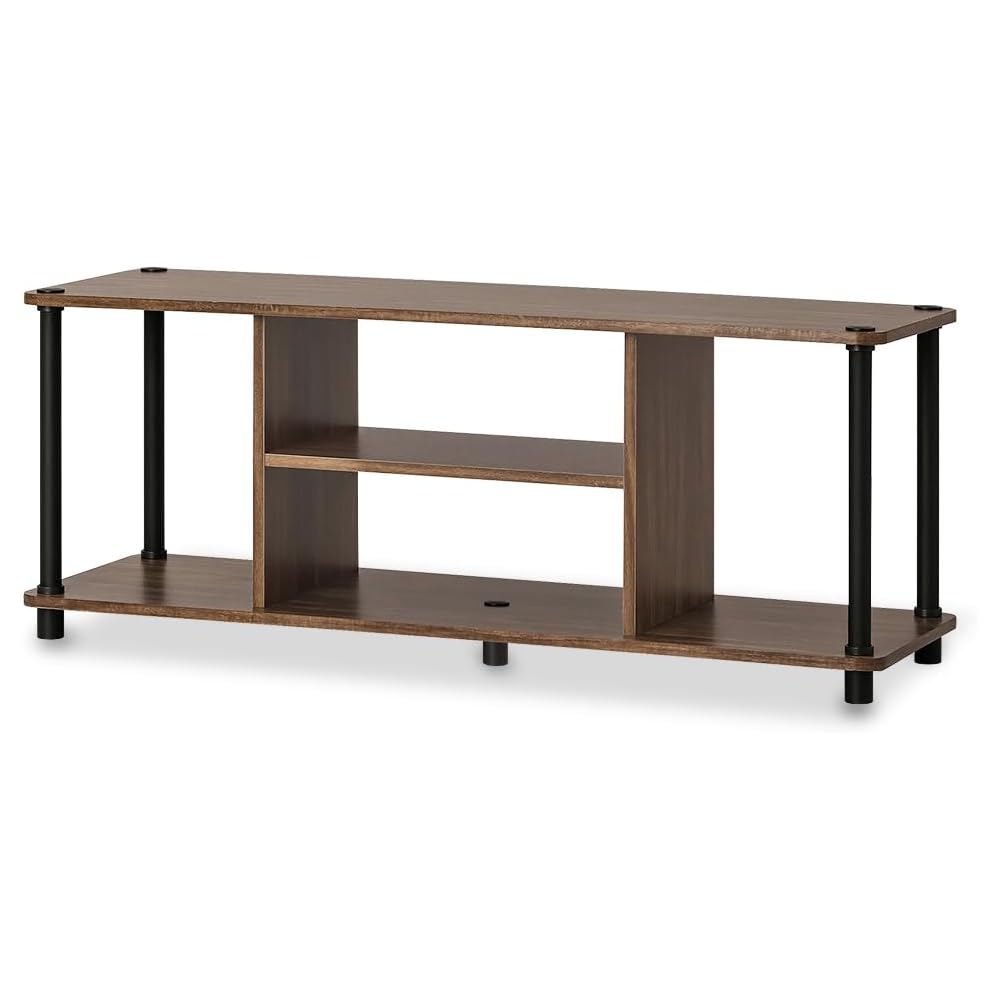 Iris Ohyama Easy-to-Assemble Steel Pole Rack AV Board SPR-900AV Walnut/Black