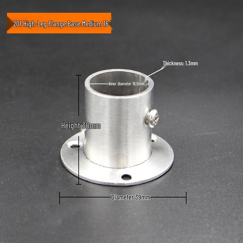 Ronggu Stainless Steel High Foot Flange Base for Clothes Rods, Towel Tubes, and Curtain Rods