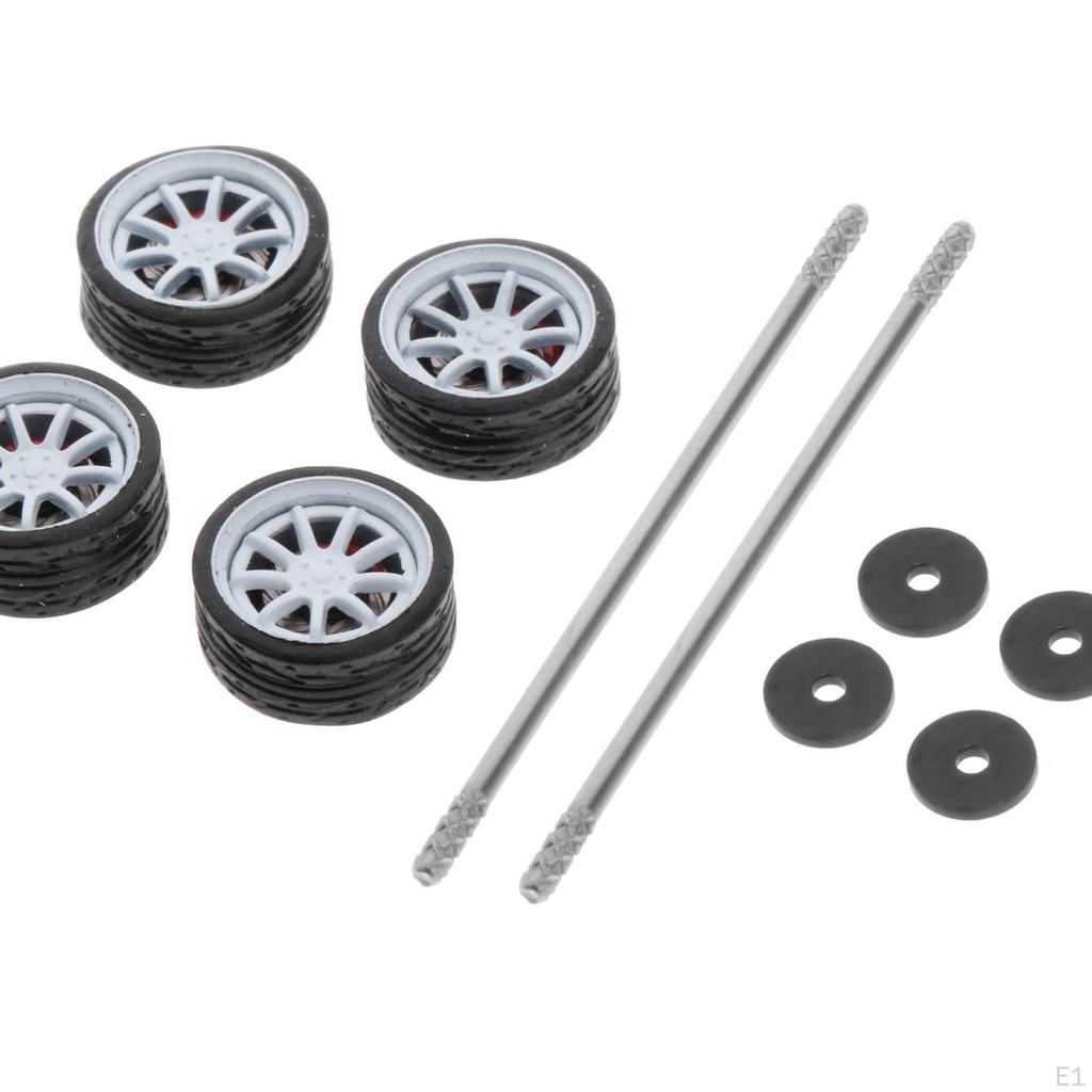1:64 Scale Car Rubber Wheel Rims Soft Tires for RC 1/64 of 4