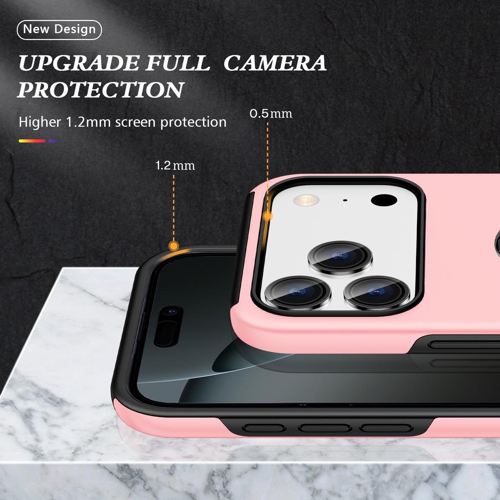 For iPhone 17 Pro Case PC + TPU Phone Cover with Rotatable Ring Holder