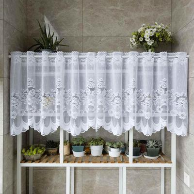 Cortinas de café de renda branca fofa, 60cm de comprimento, para janelas pequenas. Elegante padrão floral bordado. Perfeito para privacidade e cortinas curtas para café