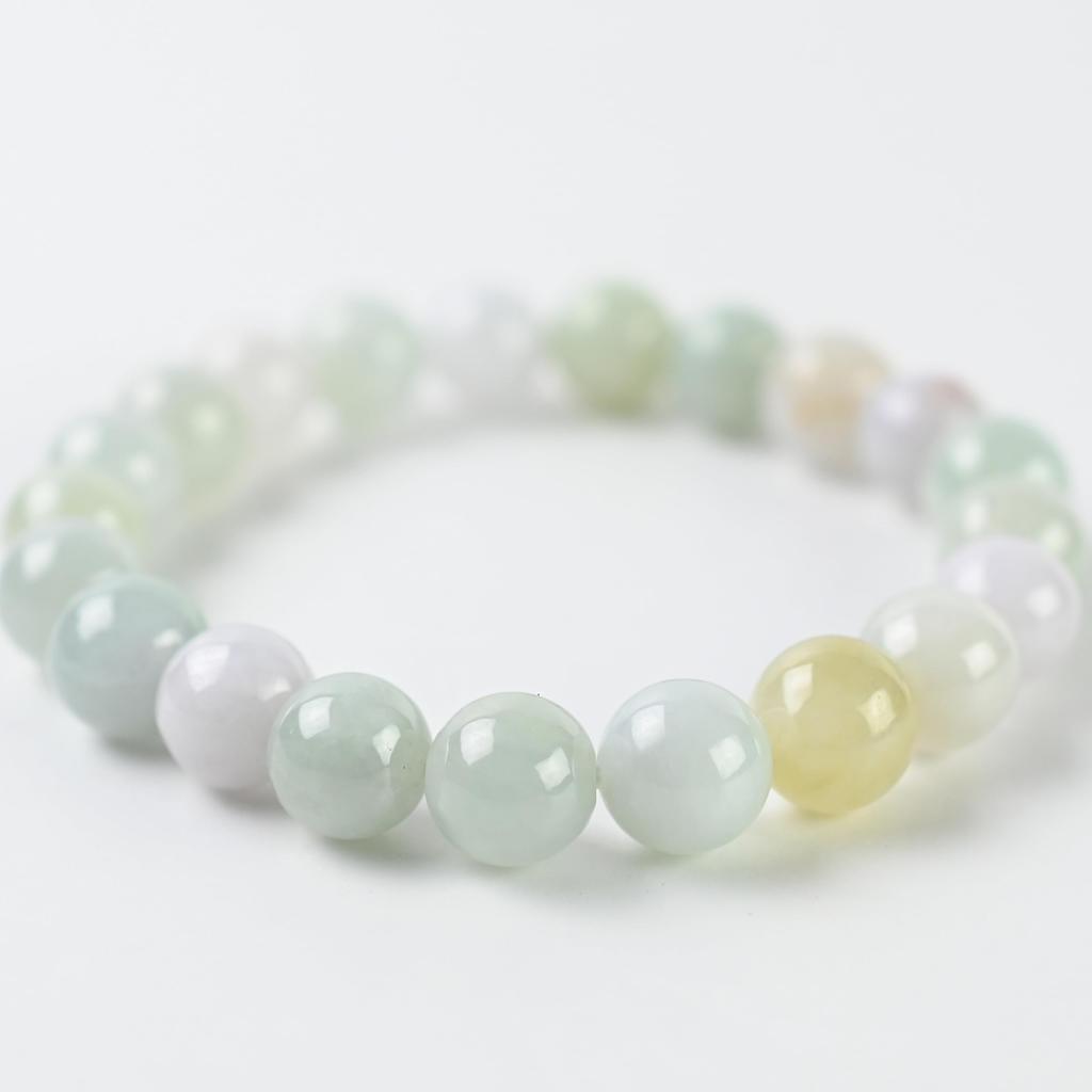 Eigado Genuine Jadeite Bracelet with Beads and 16cm Inner Natural Stone Power for Men and Prayer Good Luck Feng Shui 9.5mm Diameter, Stone, Women,