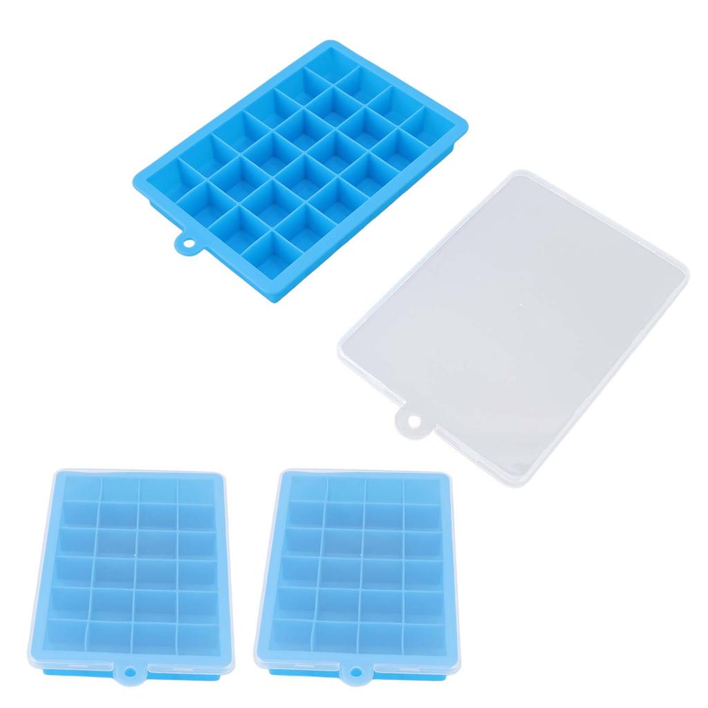 3 Stück Eiswürfelform Wiederverwendbar 24 Fächer Eiswürfelform mit Abnehmbarem Deckel Leichtes Entformen Silikon Eiswürfelbereiter für