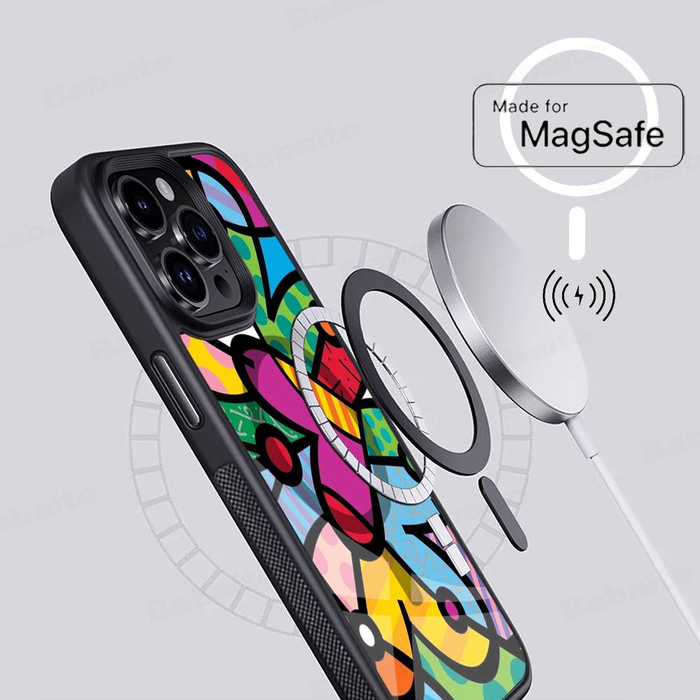 Art R-Romero Britto For Magnetic Phone Case For IPhone 17 16 15 14 13 12 11 Plus Pro Max PC+TPU Cover