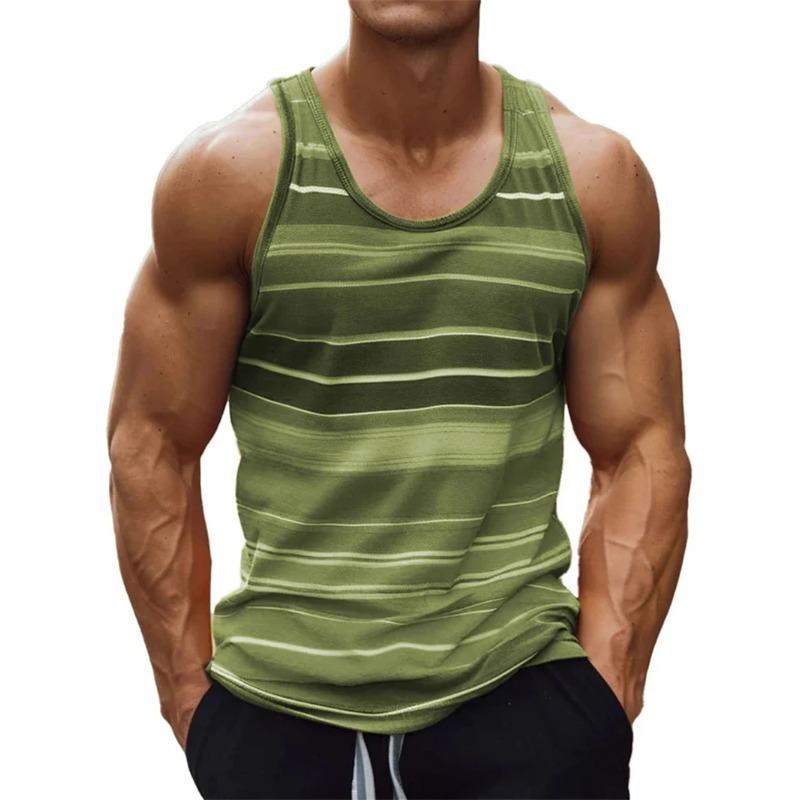 

Літній топ з круглим вирізом, 3D кольоровими смугами та принтом, модний повсякденний жилет без рукавів, чоловічі футболки 3XL