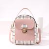 Women's backpack 20 new plaid contrasting color lock shoulder small backpack fashion casual mobile phone bag gift bag