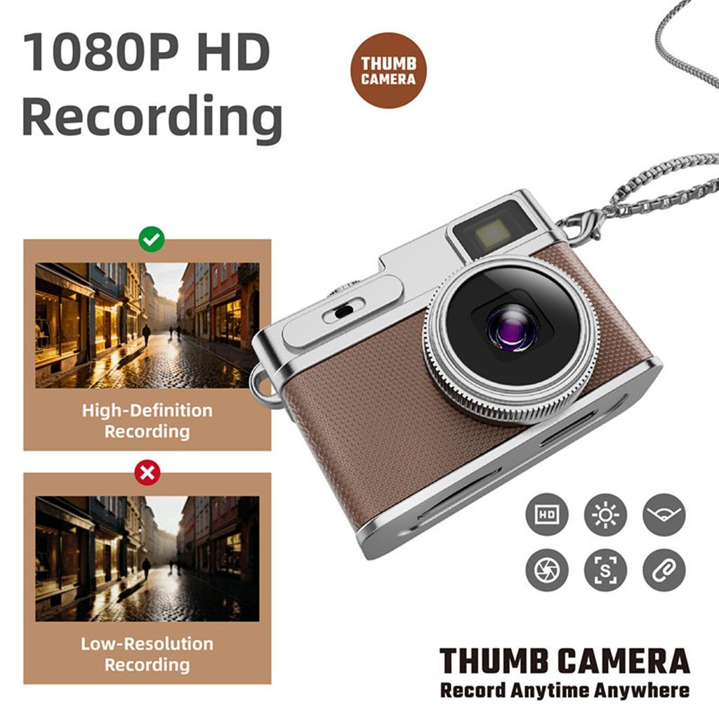 Thumb Camera, Portable Wearable Cam with 1080P HD Video Recording, 17g Lightweight, Keychain Camera with Built In