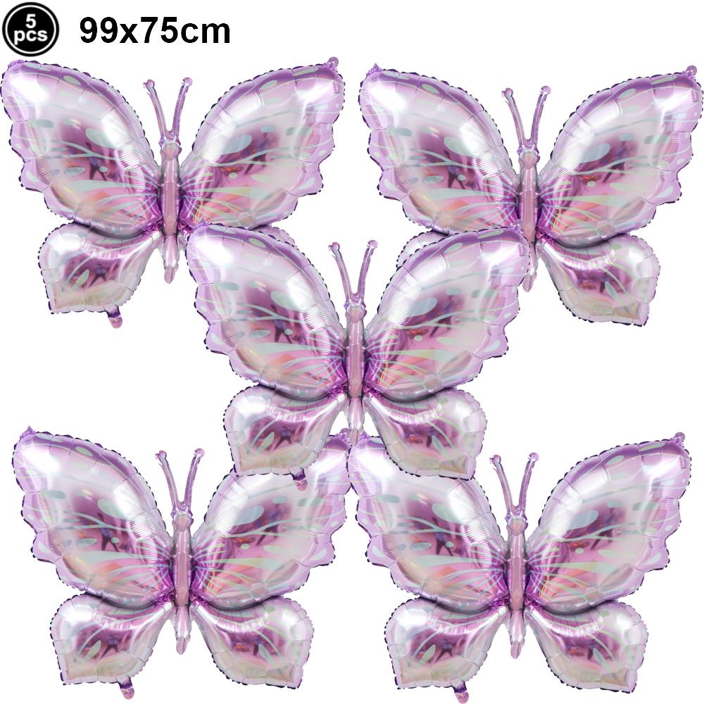 5pcs Colorful Butterfly Foil Balloons Butterfly Balloons Butterfly Themed Balloon Party Birthday Wedding Baby Shower Decors 5