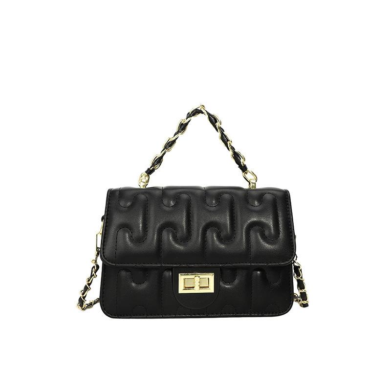 Solid color texture portable small bag new embroidered thread fashion shoulder messenger bag commuter backpack