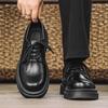 New men's black business casual big head leather shoes low-top thick-soled heightening men's shoes