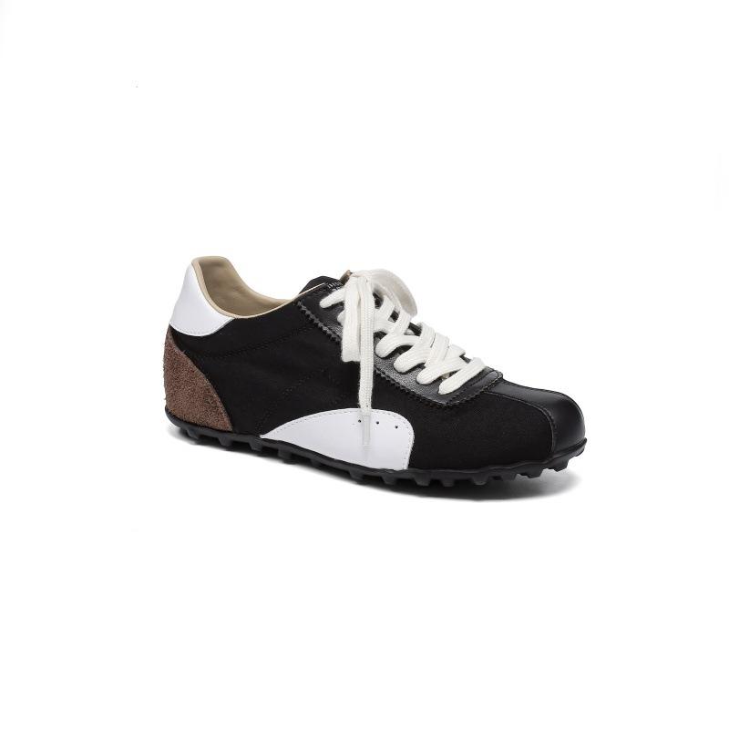 Cowhide Version~ Retro Leather German Training Shoes Women's New Color Matching Soft-soled Versatile Casual Sports Shoes Flat-soled Forrest Gump Shoes