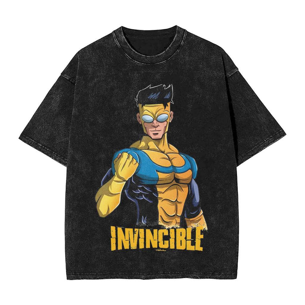 Comic Invincible OmniMan Washed Tshirt Men Women Summer Cotton YK Clothing Vintage Fashion Round Neck Short Sleeved Tee