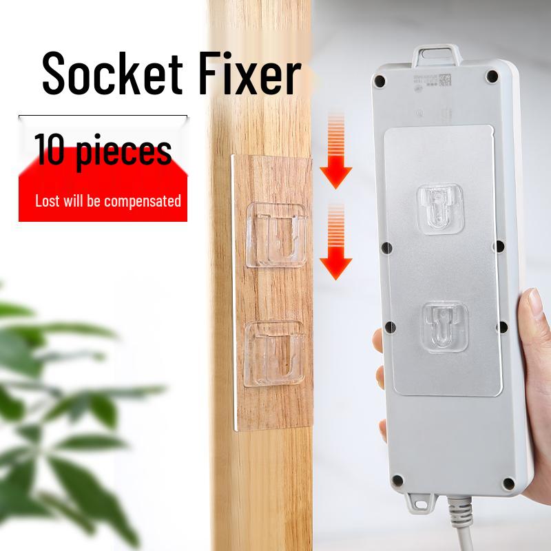 Wall-Mount Power Strip Holder: Strong Adhesive, No-Punch, Double-Sided Velcro Fastener for Routers and Sockets