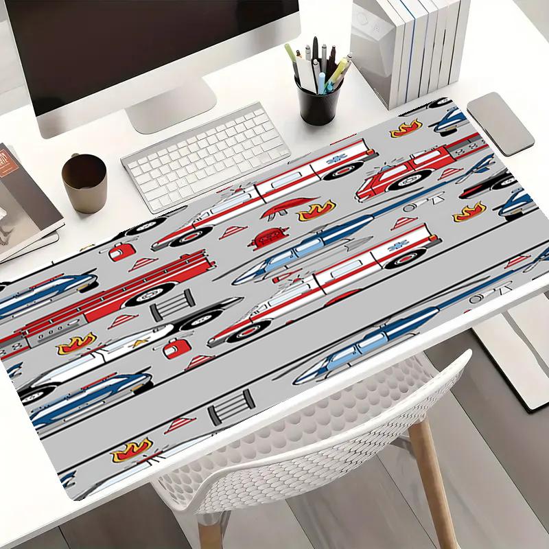 fire trucks police cars Theme Mouse Pad, Non Slip Rubber Base, Multifunctional Office & Home Decor, Perfect for Workspace Personalization.