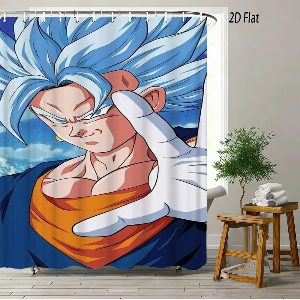 

Dragon Ball Z Nappa & Vegeta Saiyan Invasion Scene 2D Print Waterproof Shower Curtain, Bright Clear Blue Sky Background with Det 1pc-90x180