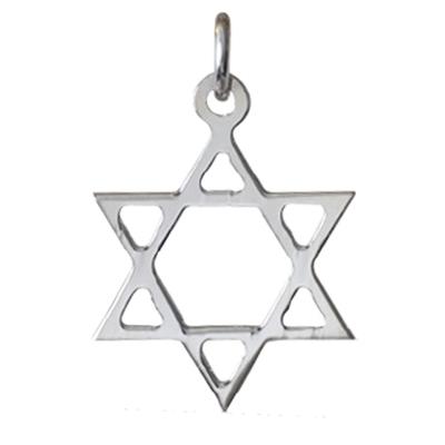 [R3493] - Silver 'Star of David' Silver Pendant (rhodium) - 18x18mm