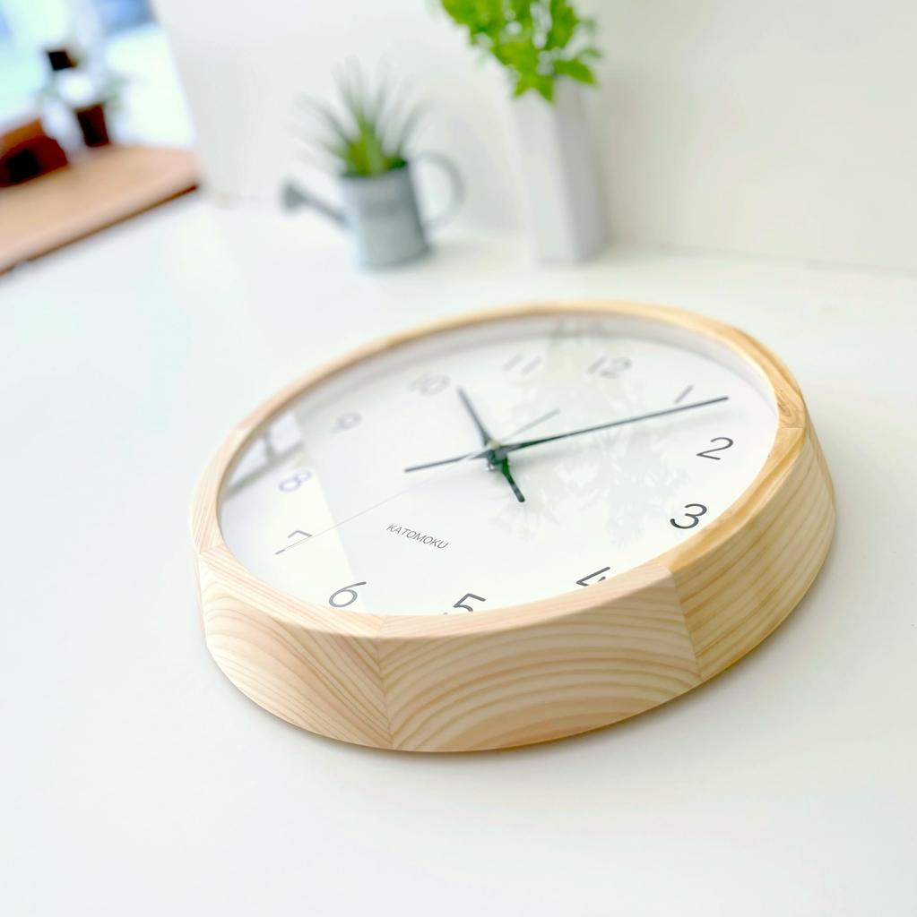 KATOMOKU Muku Clock 13 Hinoki Wall Continuous Second 30cm km-104HI Clock, Hand, (Radio-controlled)
