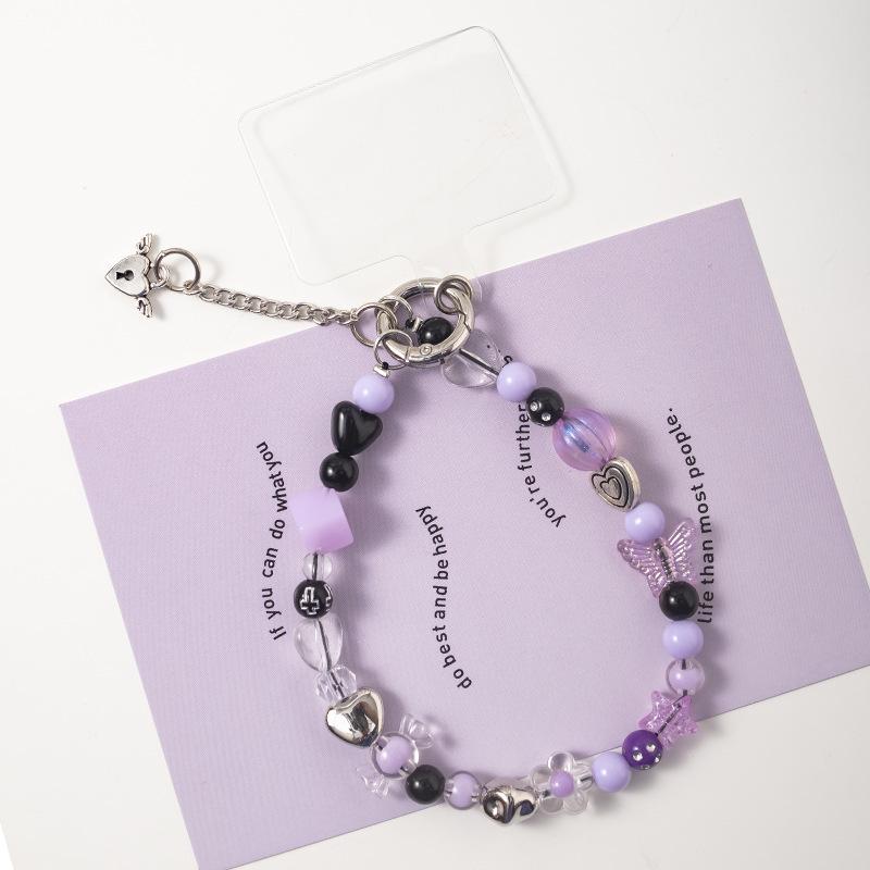 Handmade Douyin-Style Beaded Phone Chain with Bear & Butterfly Pendant.