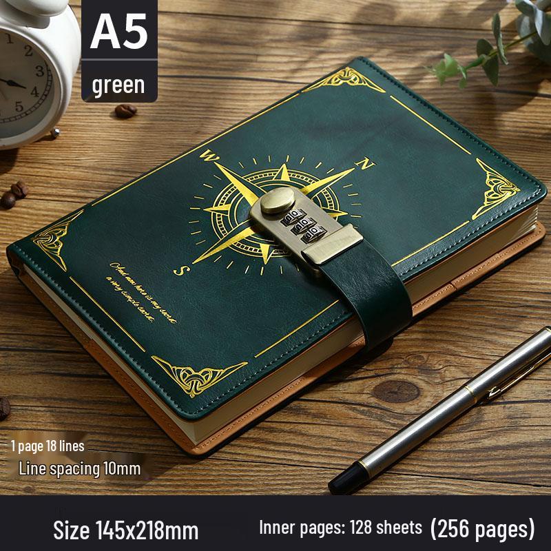 Minimalist Lock Diary & Notebook with Invisible Combination Closure for Students & Professionals