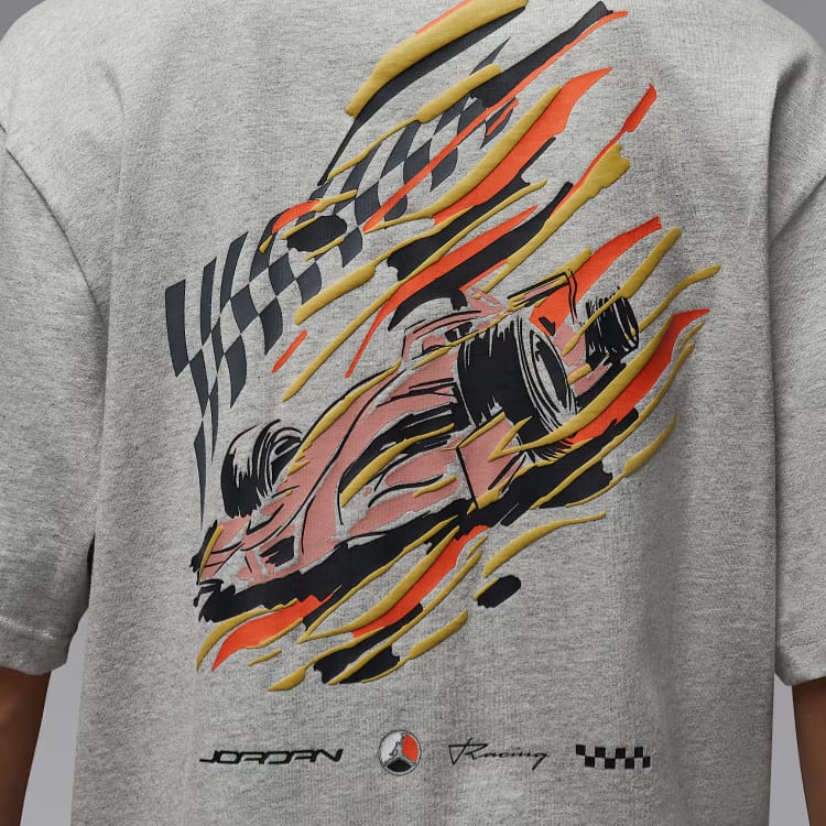 Jordan T Shirts Men's Heather Gray/Black Crew Neck Moderate IF0783-050