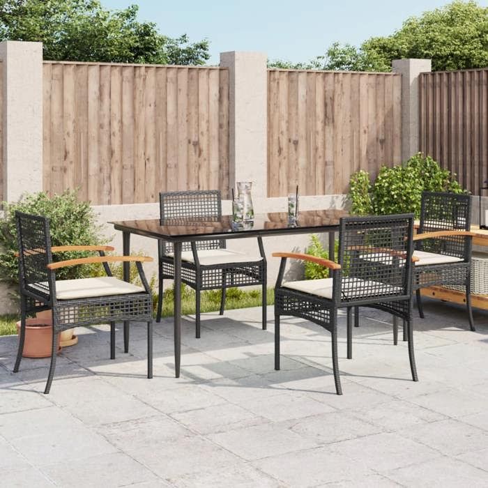 VidaXL Garden Dining Set with Cushions 5pcs, Patio Table and Chair, Patio Furniture, Outdoor Furniture, 3213599