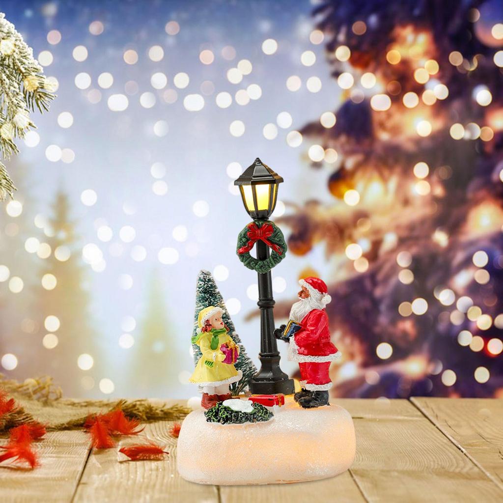 Christmas Village Scene Street Lamps Figurine,Table Centerpiece,Collectible,Christmas Decorations Xmas Ornaments Decorative