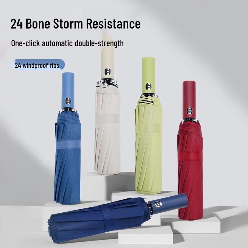 Hongye 24-Rib Automatic Windproof UV Folding Umbrella