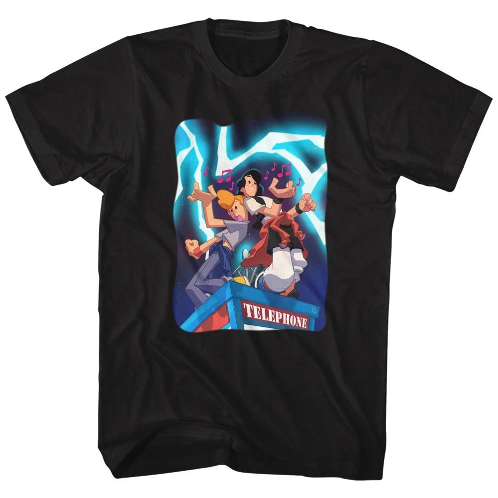 Bill & Ted s Cartoon Drawing Phone Booth Lightning Music Notes Men s T shirt S