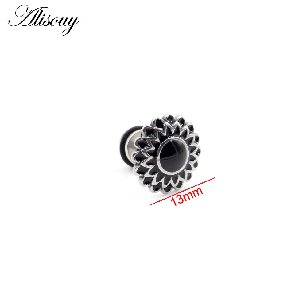 Alisouy 2 Stück Edelstahl Delphin Eidechse Sonne Mond Kreuz CZ Damen Herren Ohrstecker Ohrring Tragus Helix Knorpel Piercing Schmuck