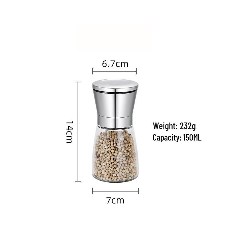 

Мельница для перца из нержавеющей стали 304 со стеклянным корпусом и керамическим механизмом для свежемолотого кунжута и сычуаньского перца