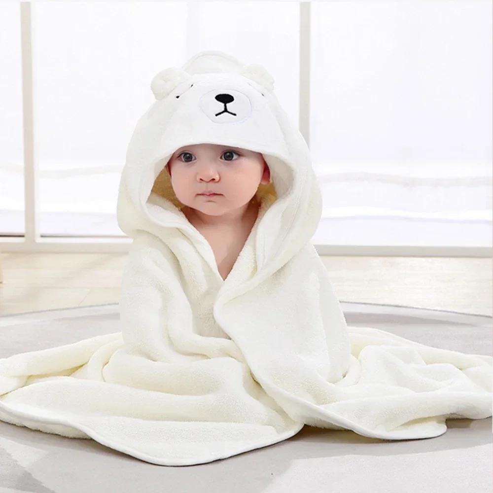 0-3Y Ultra-Soft Baby Bathrobe Hooded Flannel Cloak Cartoon Unisex Newborn Cover-Up Spa Robe Bath Towel Baby Shower Gift