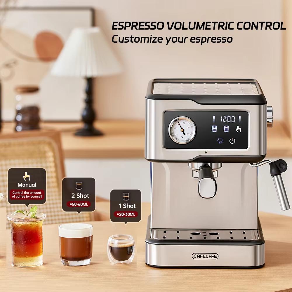 Coffee Machine MK-901 20Bar, Cappuccino Machine with Milk Cream Steam Stick, Semi-automatic Self-service Restaurant Gift