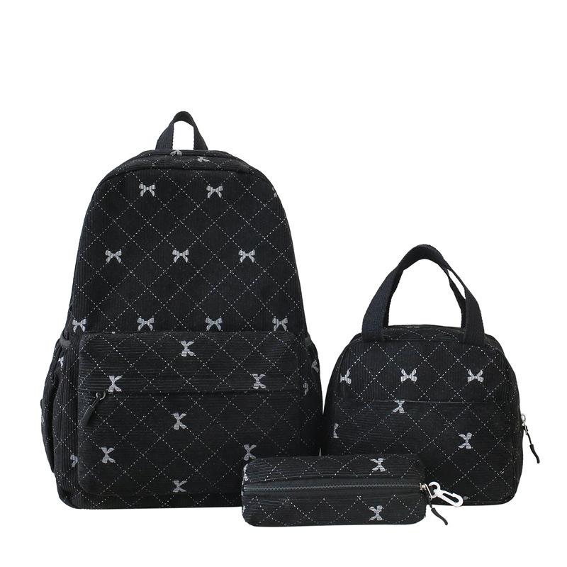 Schoolbag Schoolbag Autumn and Winter New College Student Corduroy High School Bow Backpack High Value Casual Large Capacity Bag